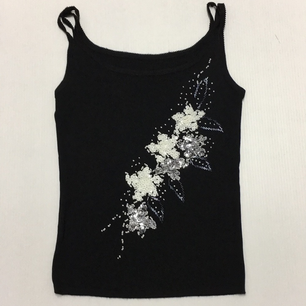 Black Cami Beaded Stretch Top M